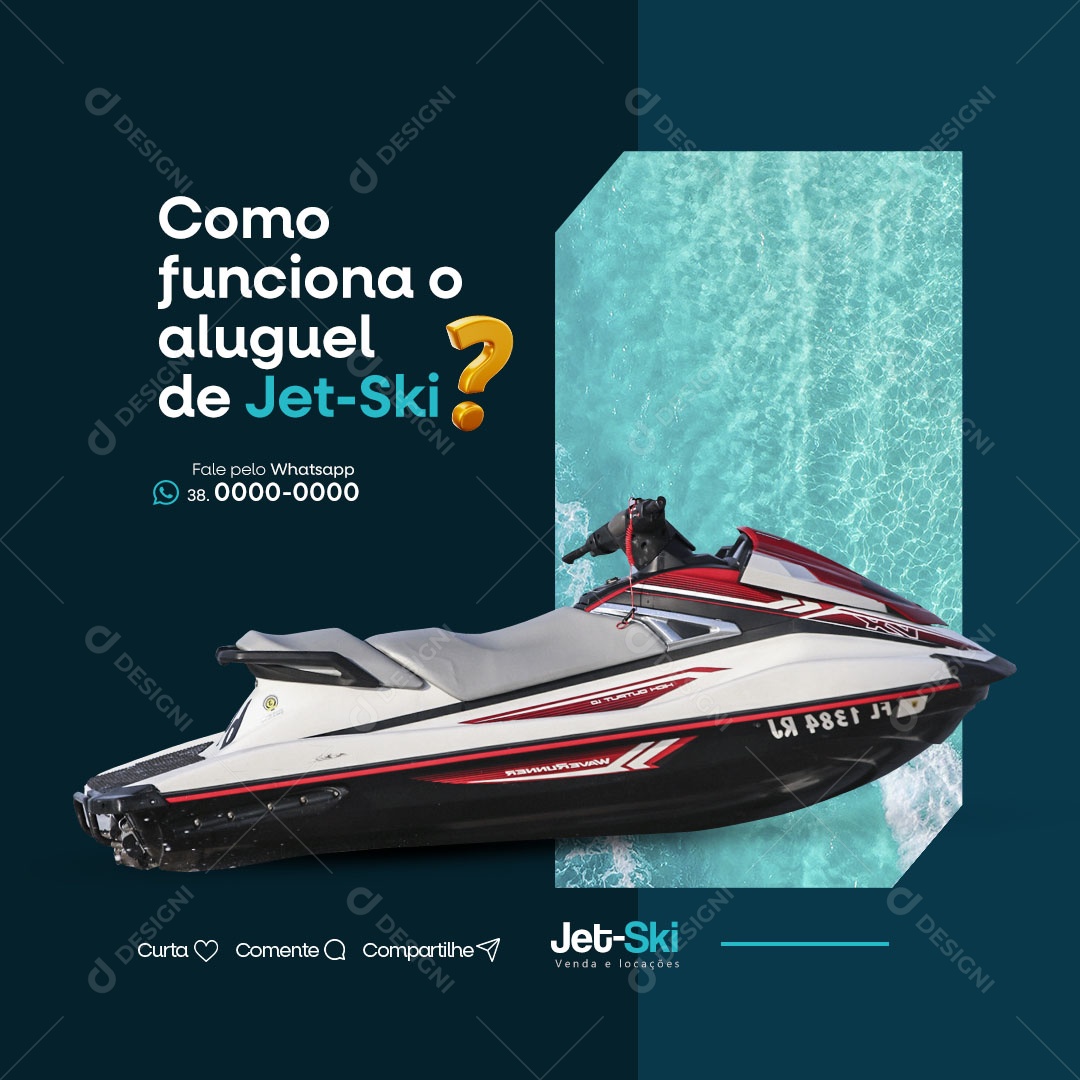 Como Funciona O Aluguel De Jet-Ski Social Media PSD Editável