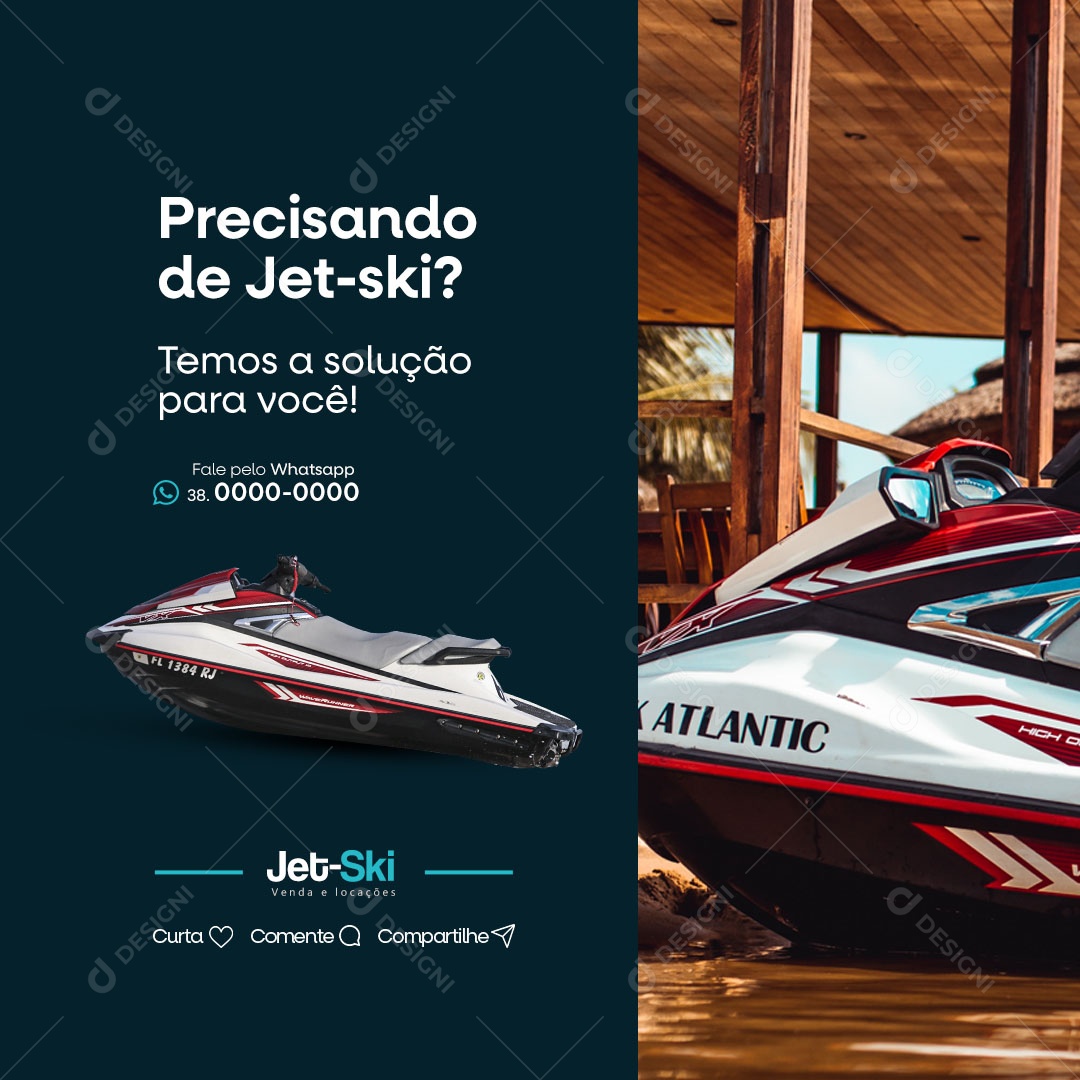 Precisando De Jet-Ski Temos A Solução Para Você Social Media PSD Editável