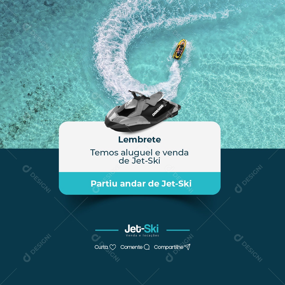 Lembrete Temos Aluguel E Venda De Jet-Ski Social Media PSD Editável