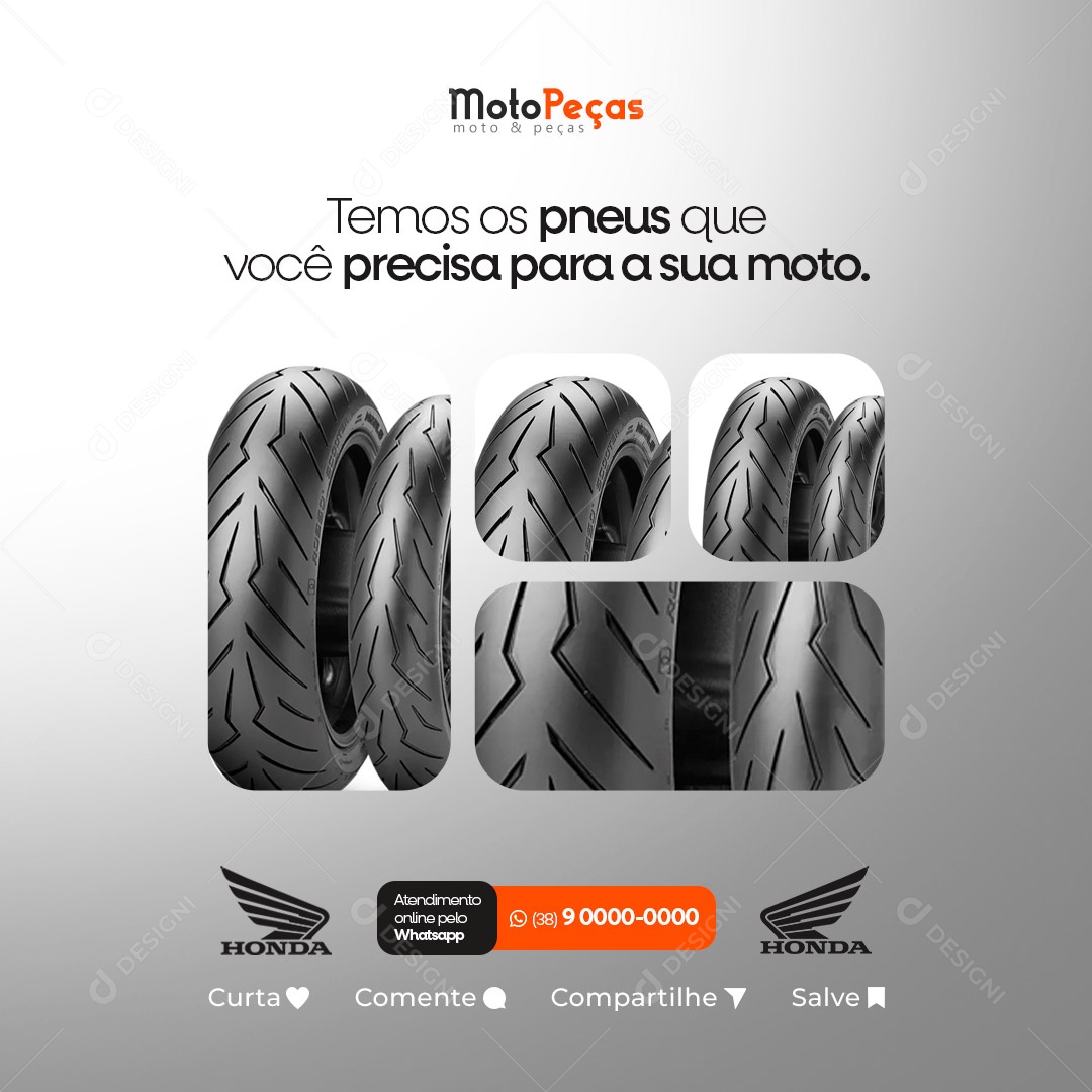 Temos Os Pneus Que Você Precisa Motopeças Social Media PSD Editável