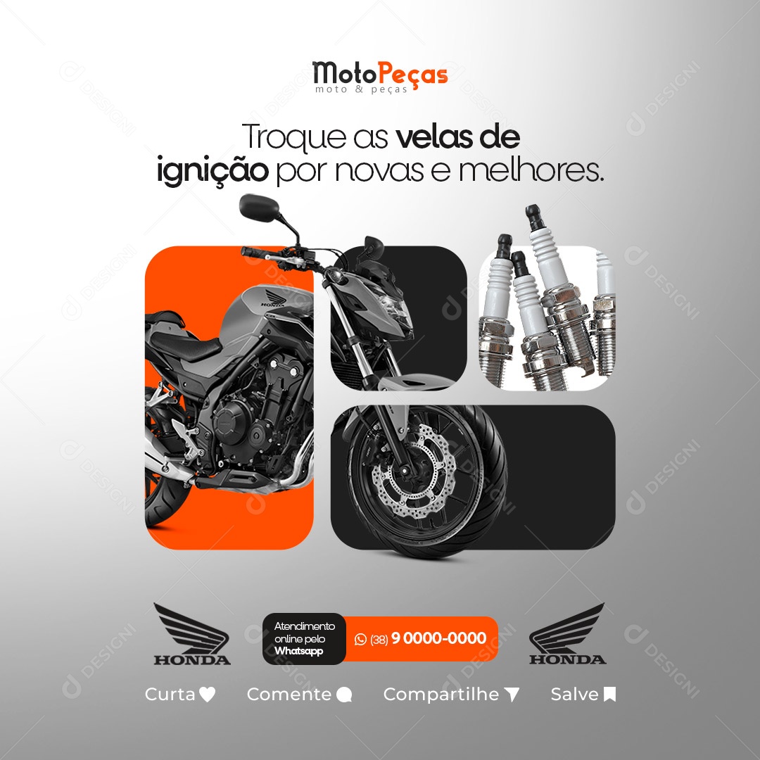 Troque As Velas De Ignição Por Novos E Melhores Motopeças Social Media PSD Editável