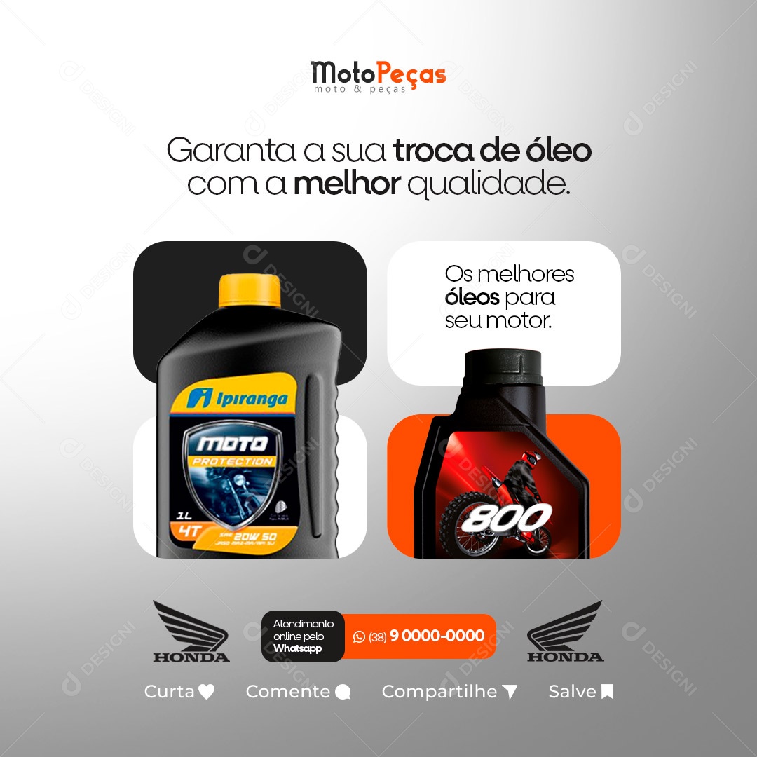 Garanta A Sua Troca De Óleo Motopeças Social Media PSD Editável