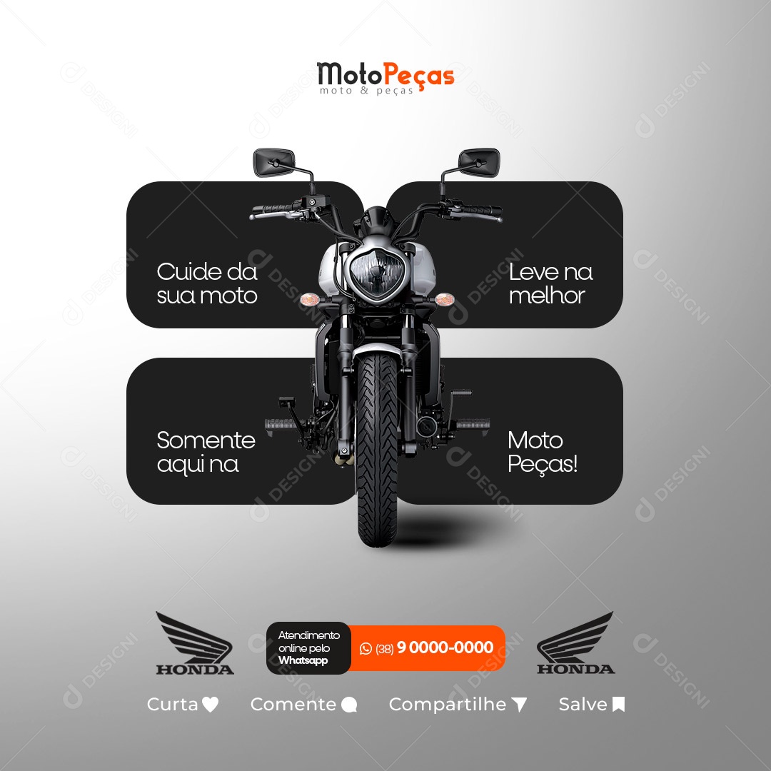 Cuide Da Sua Moto Somente Aqui Na Motopeças Social Media PSD Editável