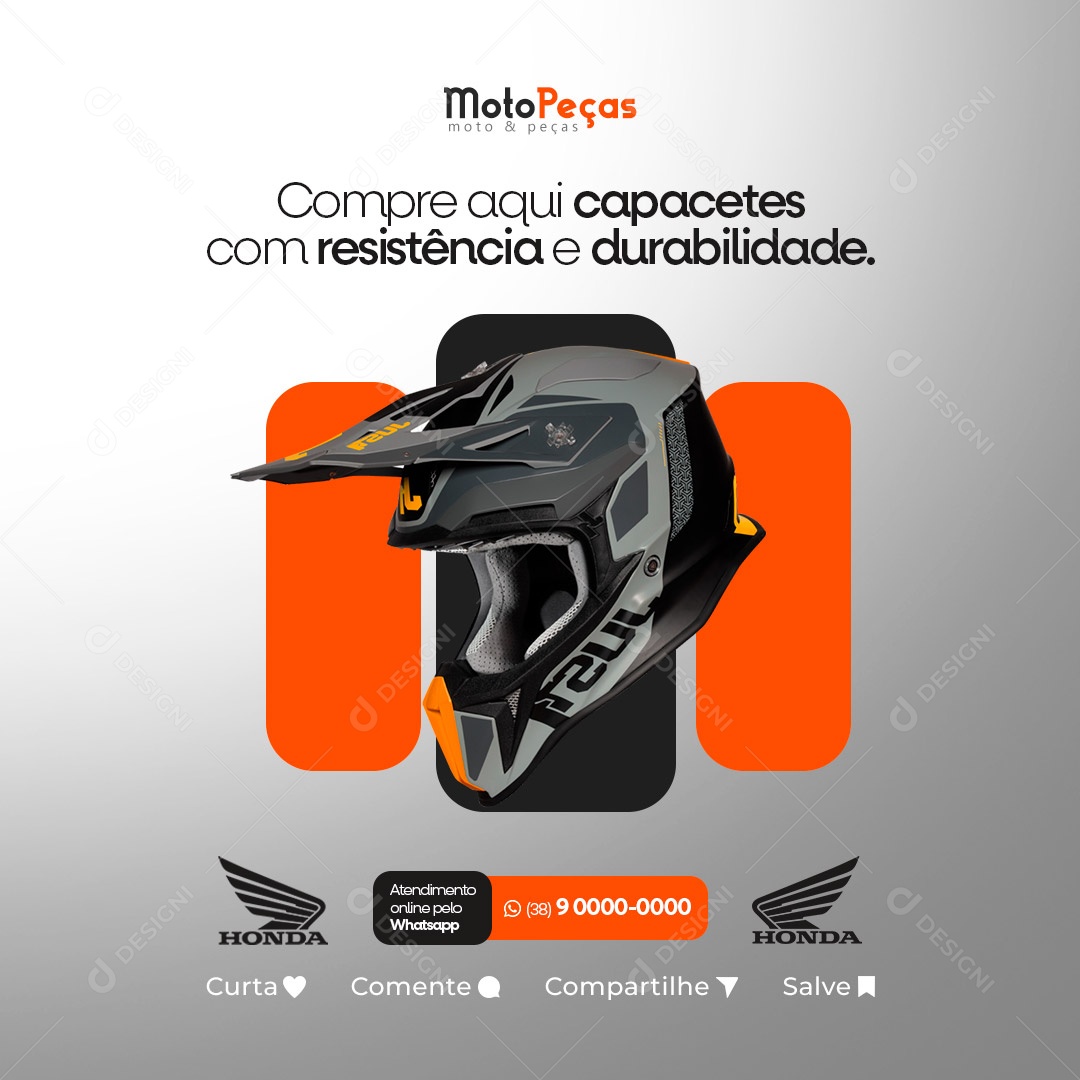 Compre Aqui Capacetes Com Resistência Motopeças Social Media PSD Editável