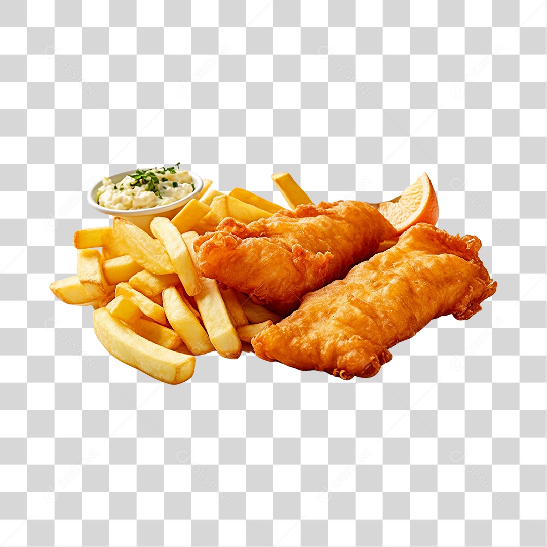 Porções de nuggets fritos e batata PNG Transparente