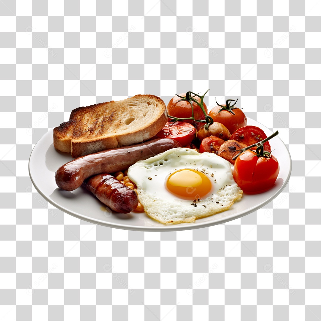 Prato de comida alimento linguiça tomate