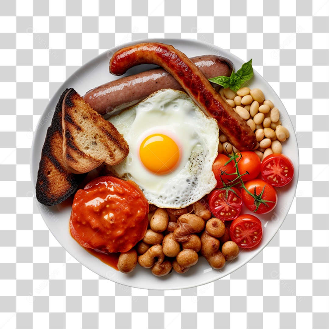 Prato de comida alimento linguiça tomate