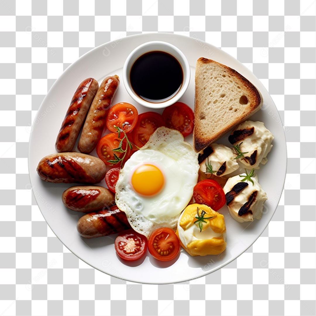 Prato de comida alimento linguiça tomate