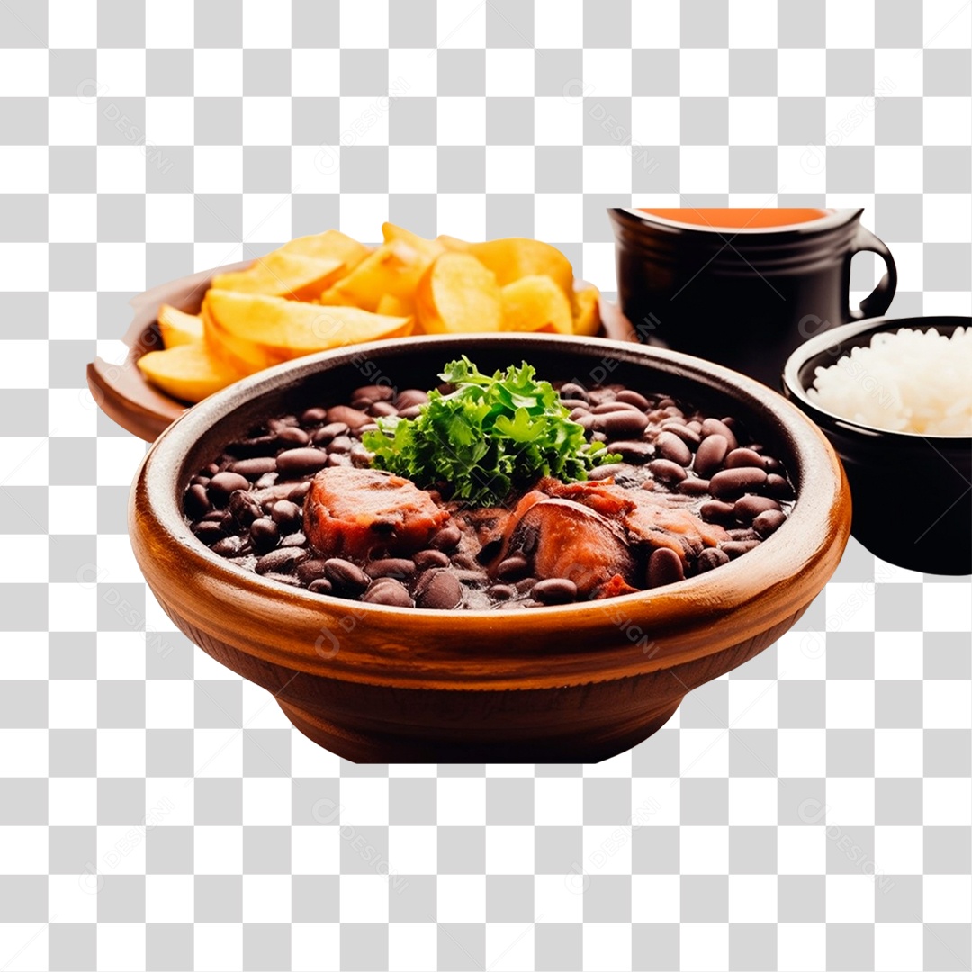 Feijoada sobre prato branco PNG Transparente