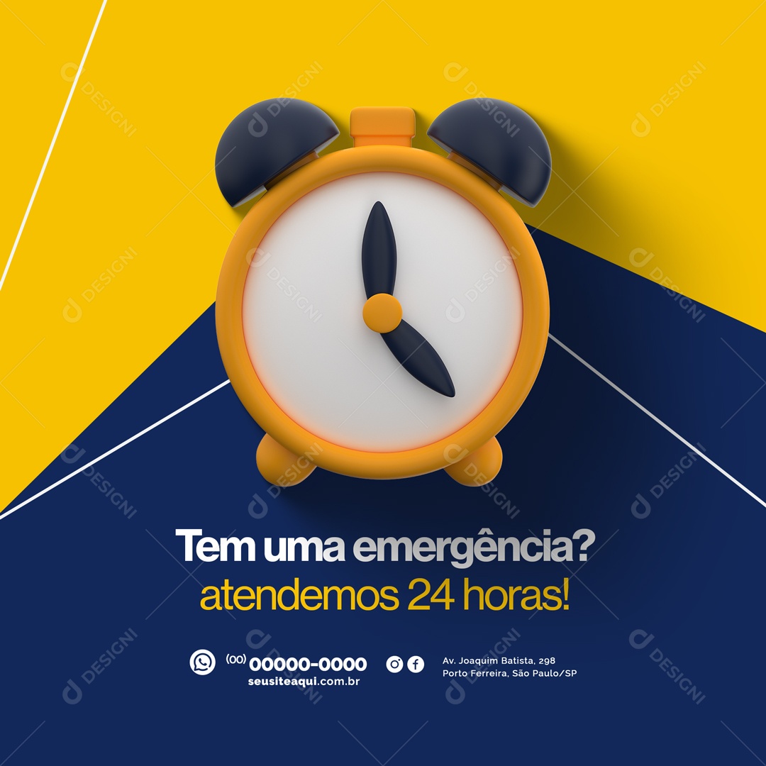 Tem Uma Emergência Atendemos 24 Horas Chaveiro Social Media PSD Editável
