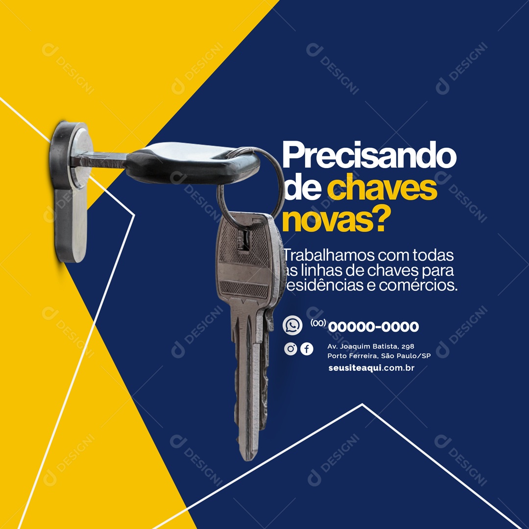 Precisando De Chaves Novas Chaveiro Social Media PSD Editável