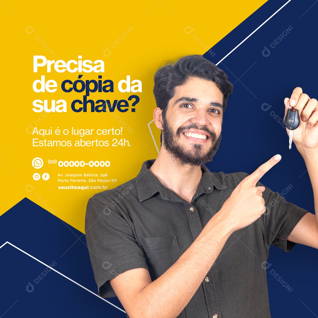 Precisa De Cópia Da Sua Chave Chaveiro Social Media PSD Editável