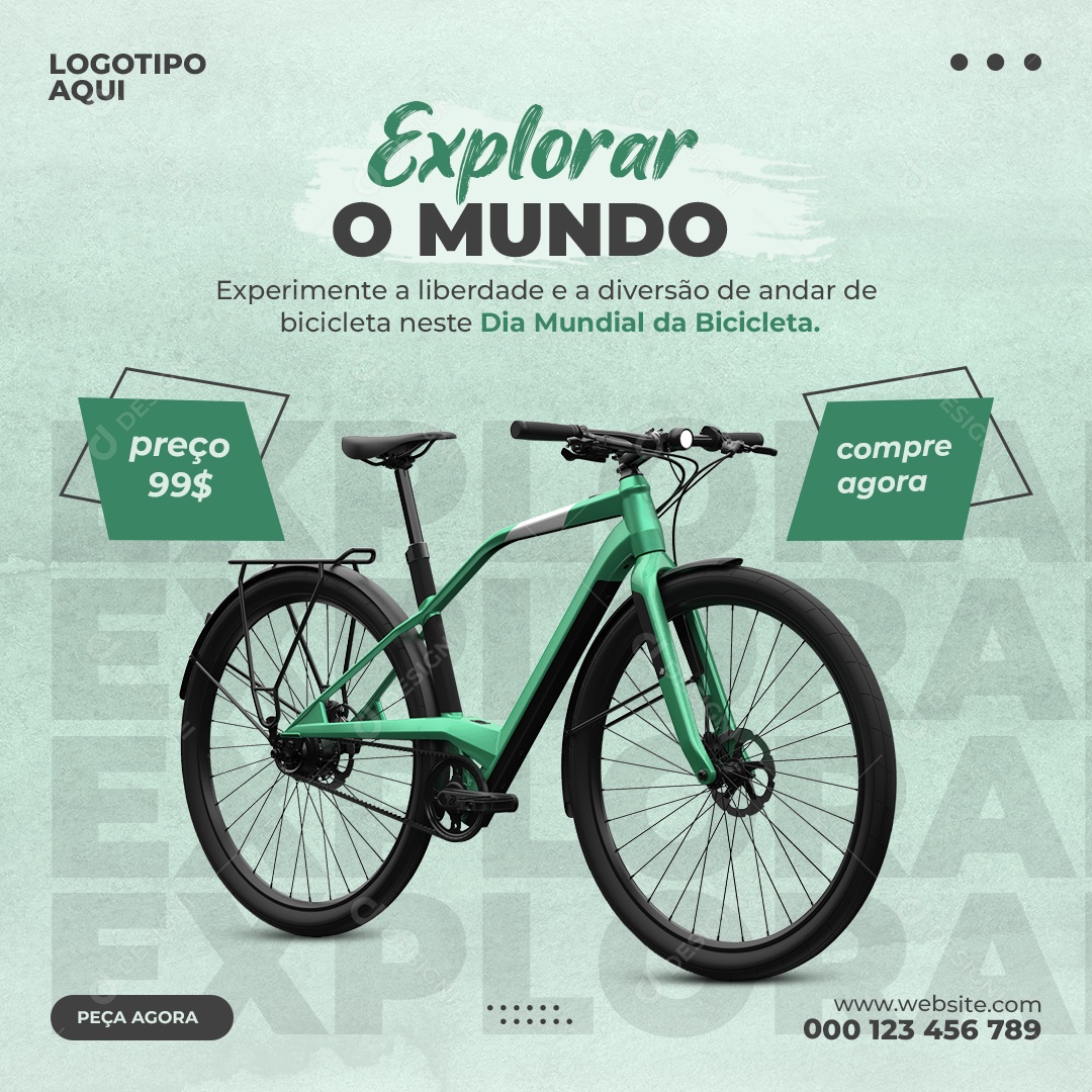 Explorar o Mundo de Bicicleta Social Media PSD Editável