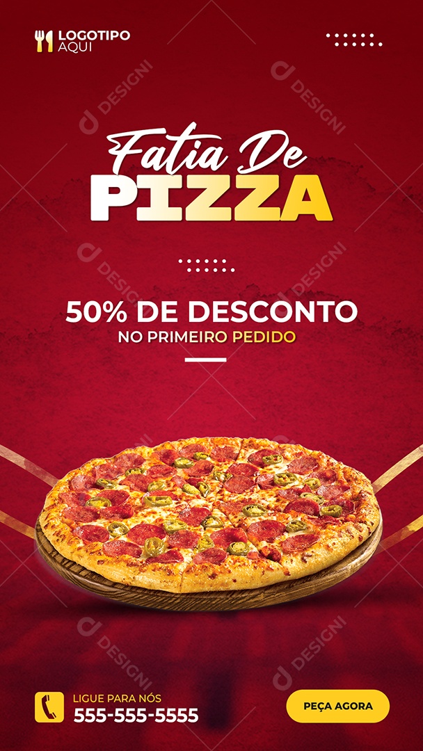 Story Fatia de Pizza Com Desconto Social Media PSD Editável