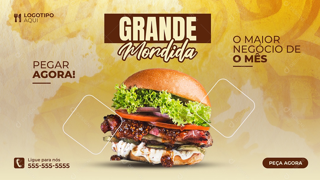 Banner Grande Mordida Lanche Social Media PSD Editável