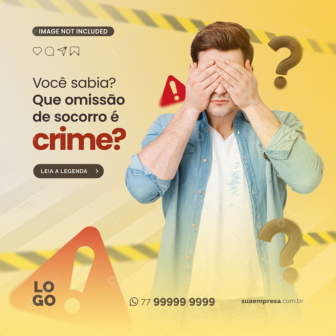 Você Sabia Omissão de Socorro é Crime Social Media PSD Editável