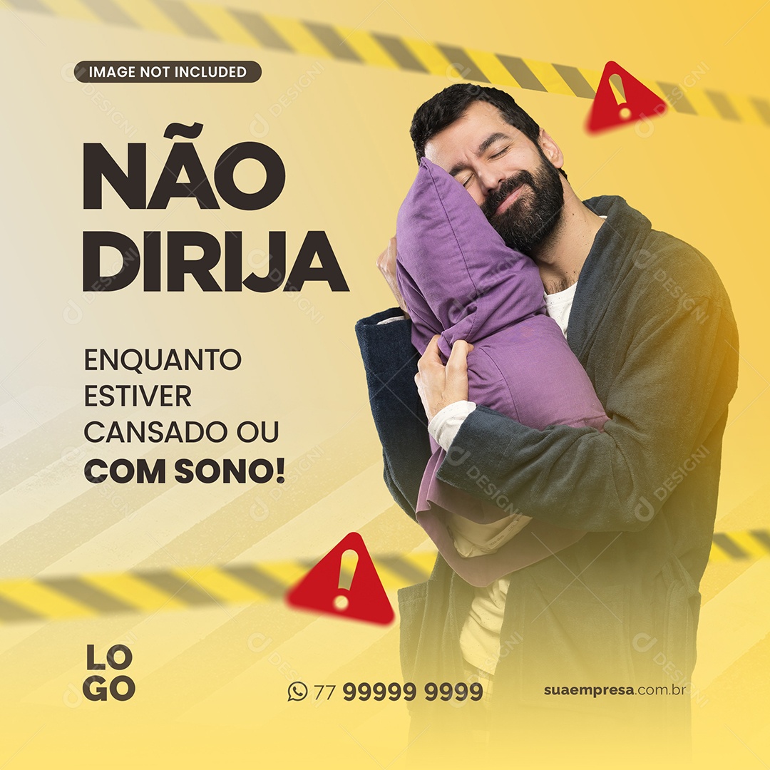 Não Dirija Enquanto Estiver Com Sono ou Cansado Social Media PSD Editável