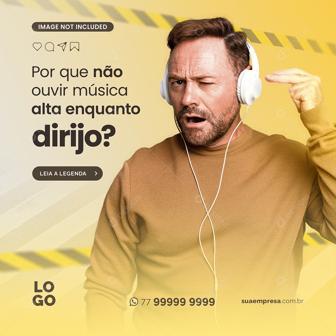 Why Not Listen to Loud Music While Driving Editable Social Media PSD