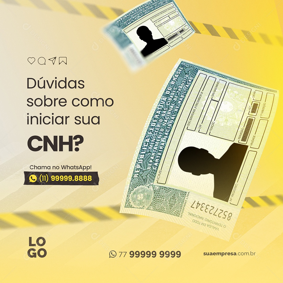 Dúvidas Sobre Como Iniciar Sua CNH Social Media PSD Editável