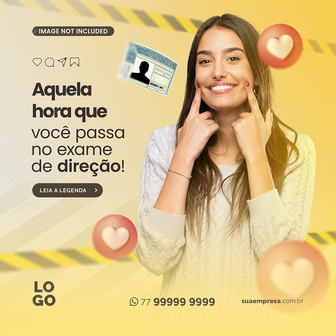a Hora Que Você Passa no Exame de Direção Social Media PSD Editável