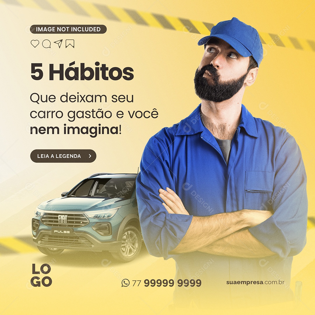 Hábitos Que Deixam Seu Carro Gastão Social Media PSD Editável