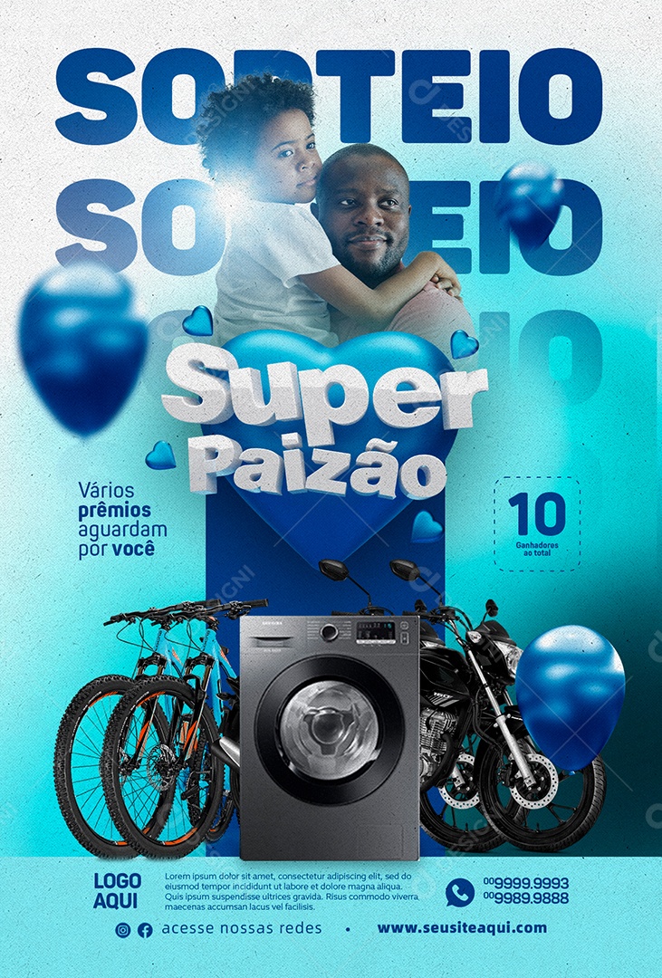 Super Paizão Sorteio Vários Prêmios Aguardam Por Você Loja Social Media PSD Editável
