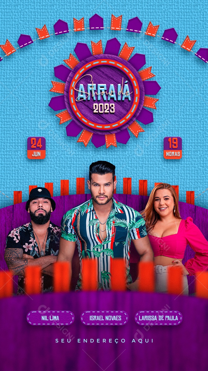 Flyer Story Arraiá 2023 Israel Novaes Larissa De Paula Nil Lima Social Media PSD Editável