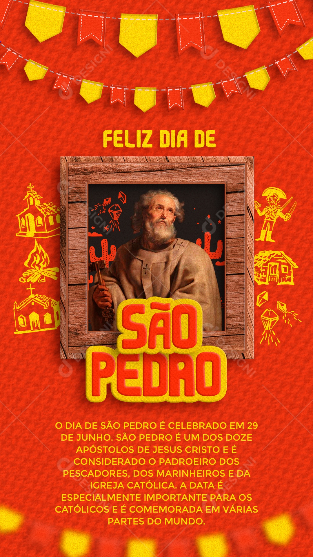 Social Media Story Feliz Dia De São Pedro Igreja Católica PSD Editável