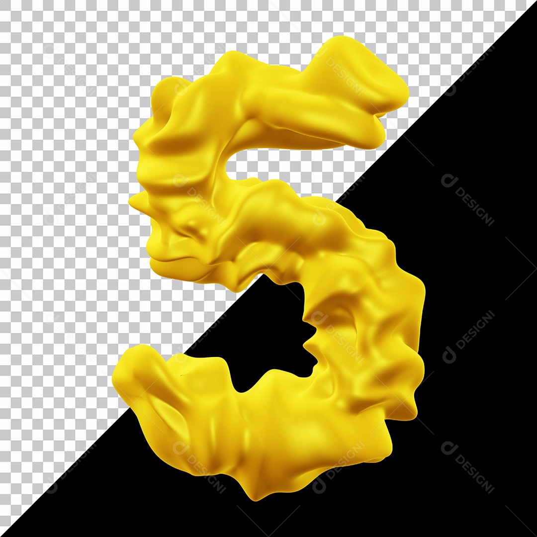 Número 5 Dourado Elemento 3D Para Composição PSD