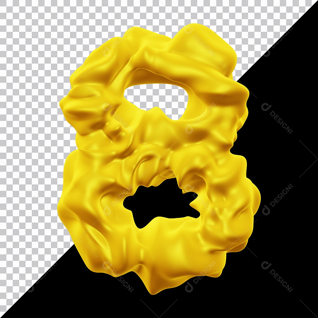 Número 8 Dourado Elemento 3D Para Composição PSD