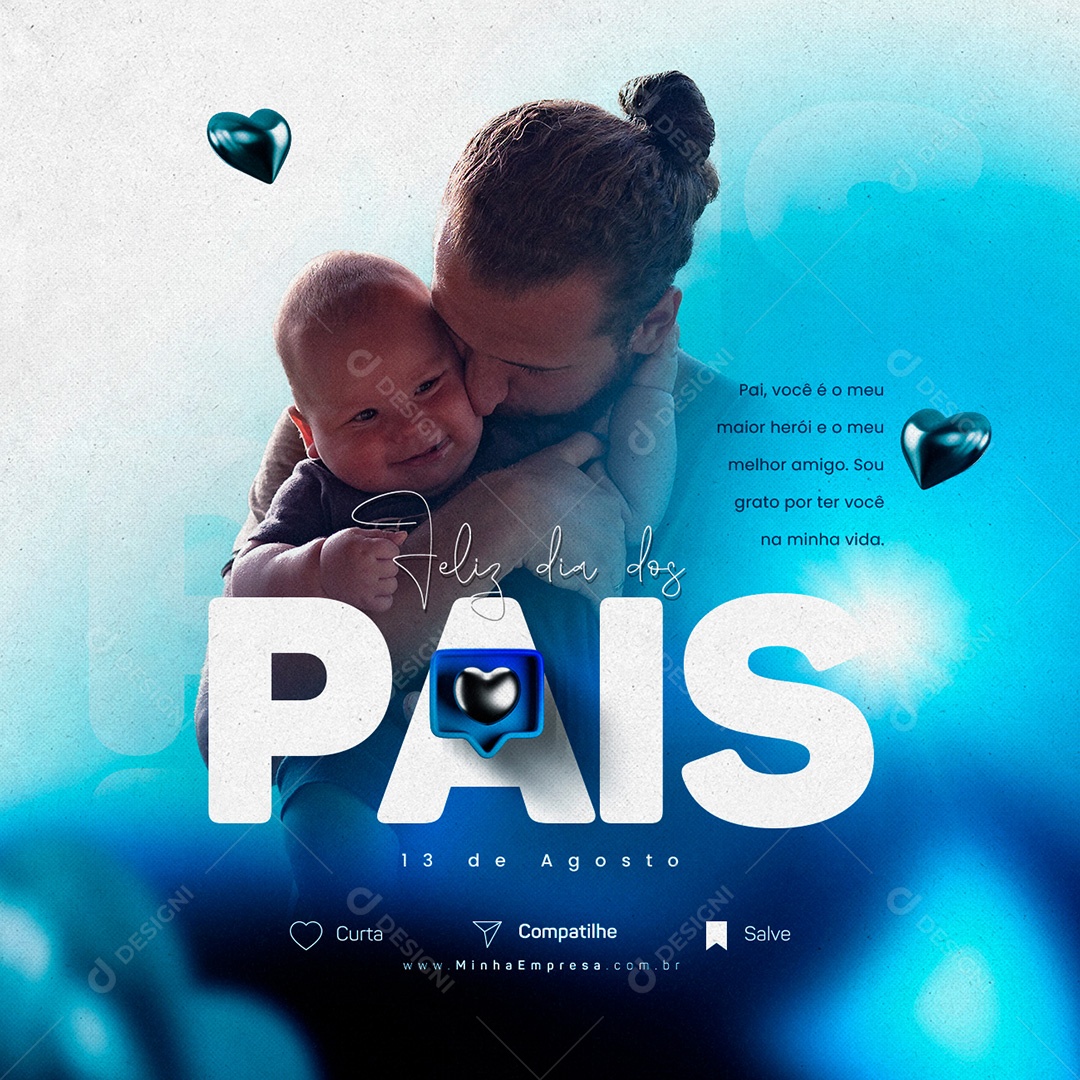 Social Media Pai Você é o Meu Maior Herói Feliz Dia Dos Pais PSD Editável