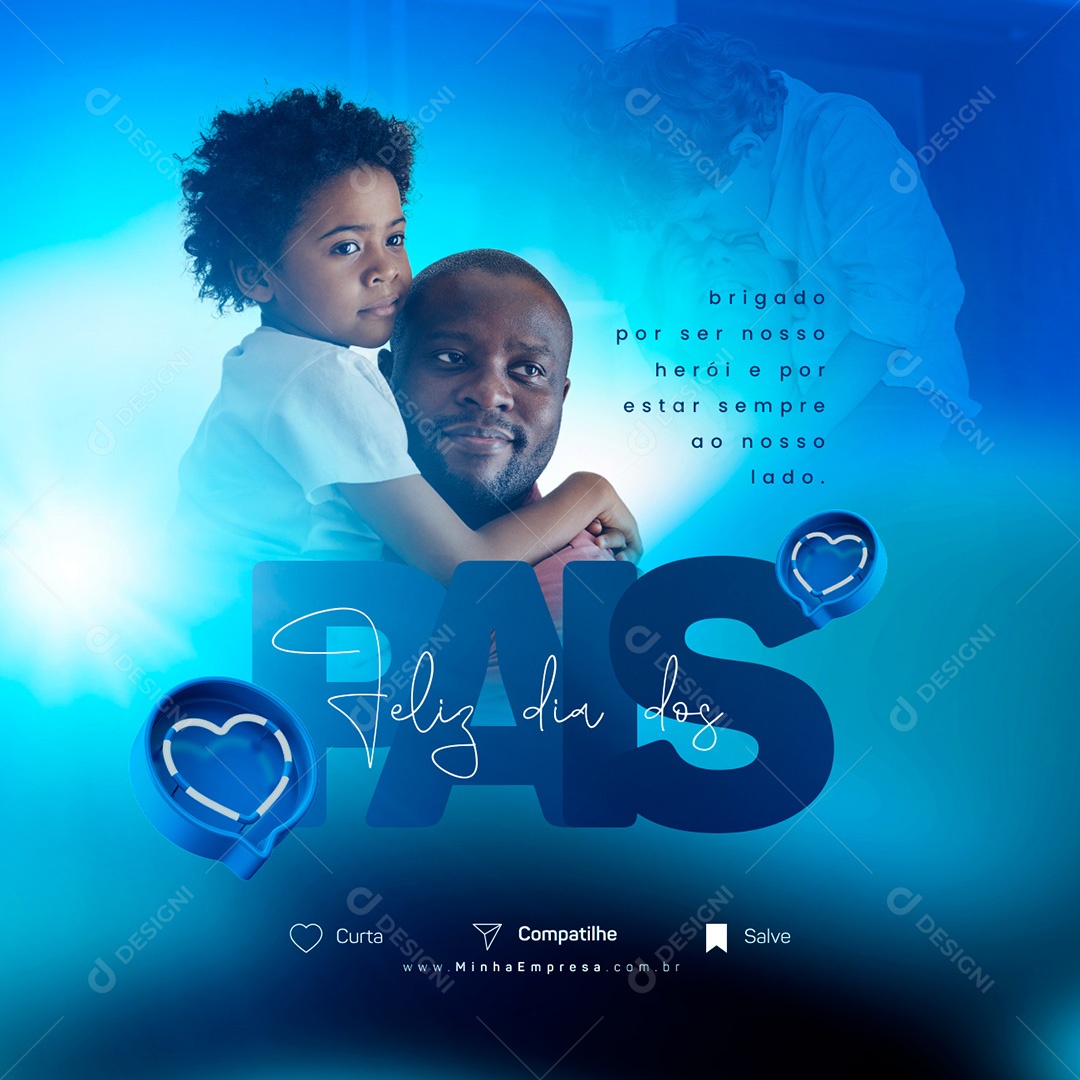 Brigado Por Ser Nosso Herói Feliz Dia Dos Pais 13 De Agosto Social Media PSD Editável