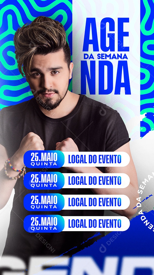 Flyer Story Agenda Da Semana Luan Santana Social Media PSD Editável
