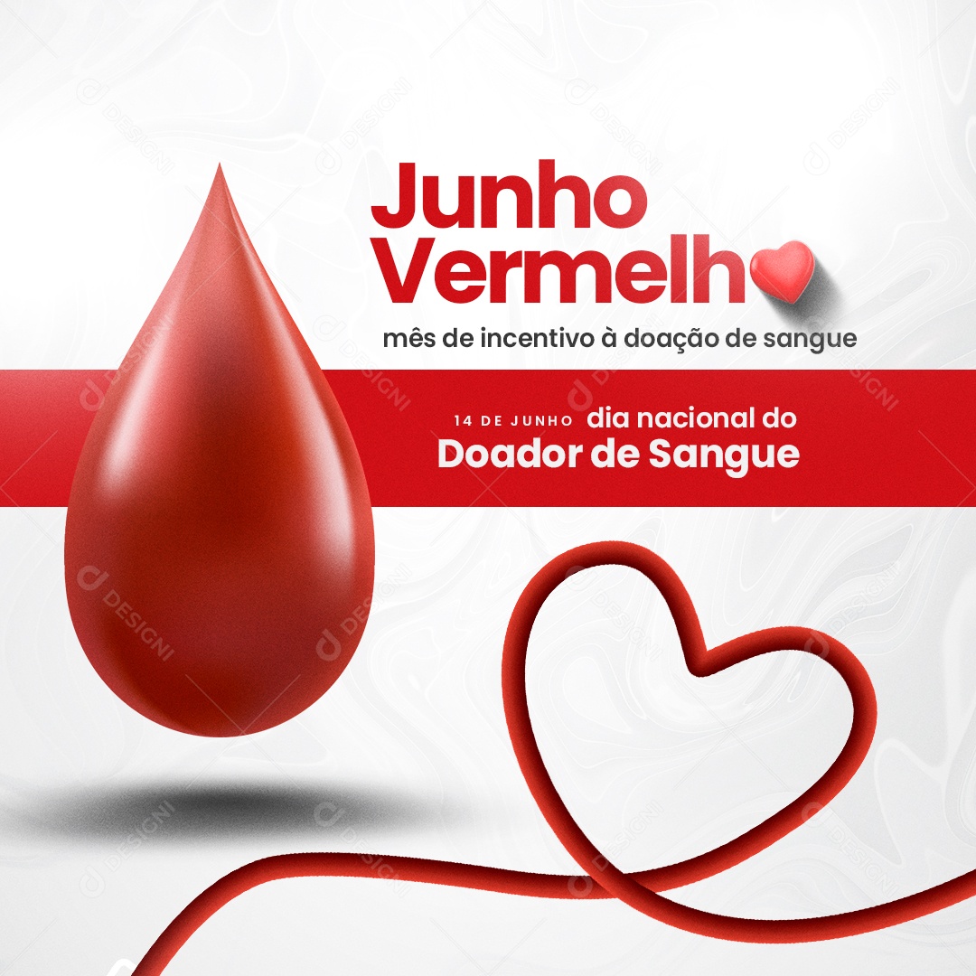 Social Media Dia Nacional Do Doador De Sangue Junho Vermelho PSD Editável