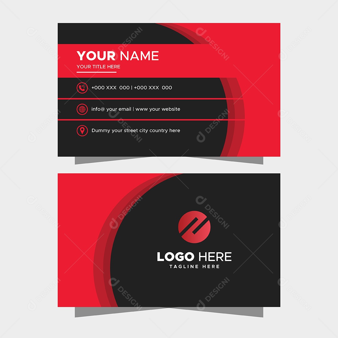 Cartão De Visitas Vermelho e Preto Empresas EPS Editável