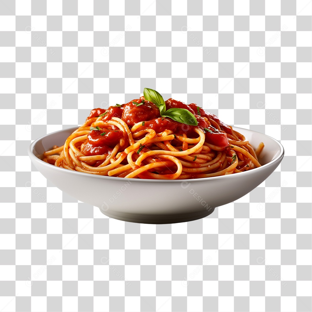 Prato de comida macarronada com molho PNG Transparente