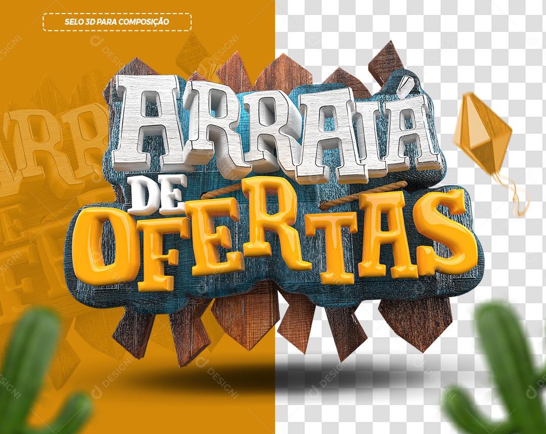 Arraiá de Ofertas São João Selo 3D Para Composição PSD