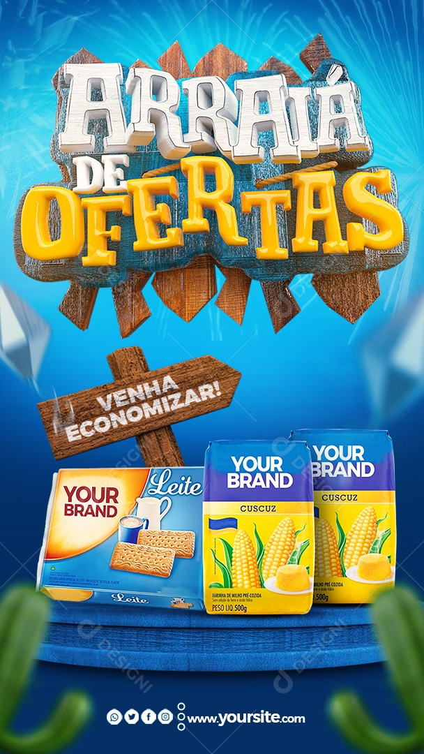 Post Story Arraiá de Ofertas São João Social Media PSD Editável