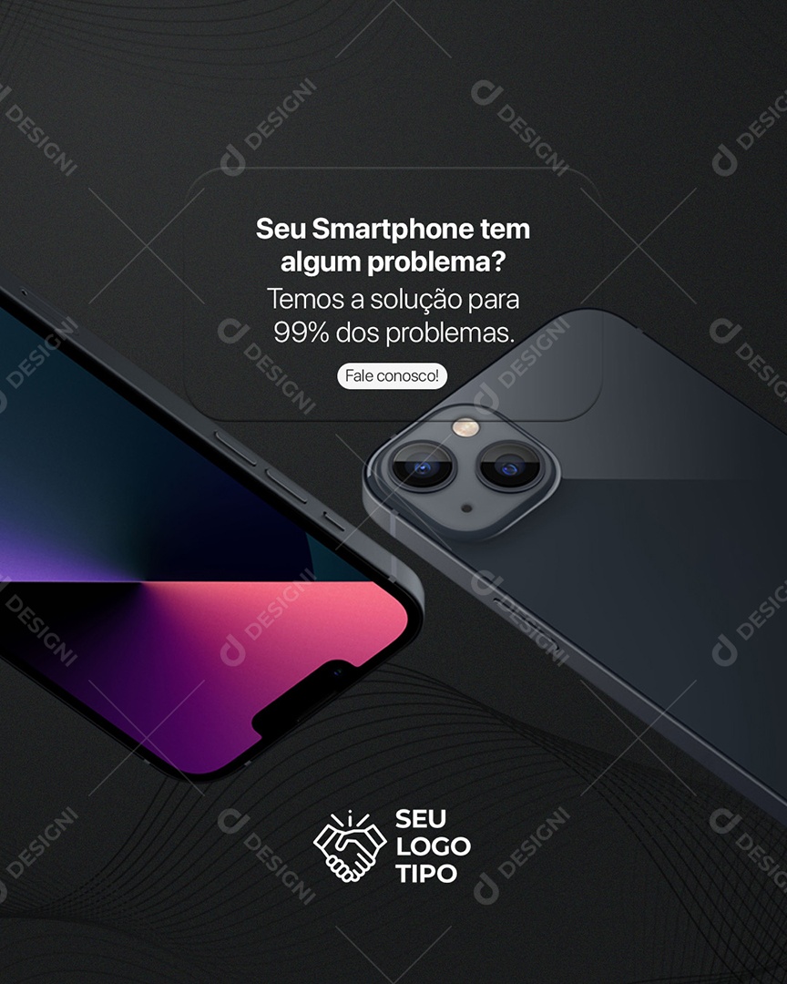 Seu Smartphone Tem Algum Problema Manutenção de Smartphone Social Media PSD Editável