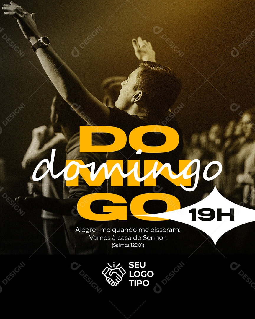 Post Feed Culto de Domingo Social Media PSD Editável