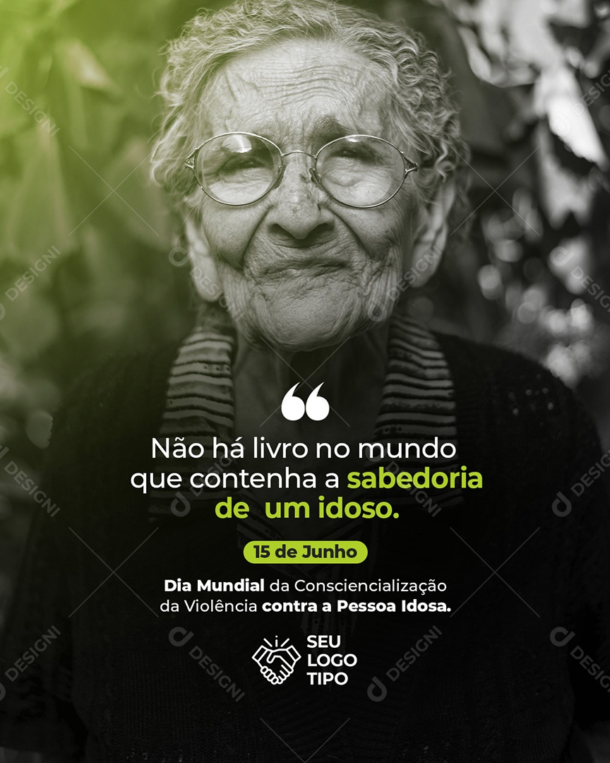 15 de Junho Dia Mundial da Consciencialização da Violência contra a Pessoa Idosa PSD Editável