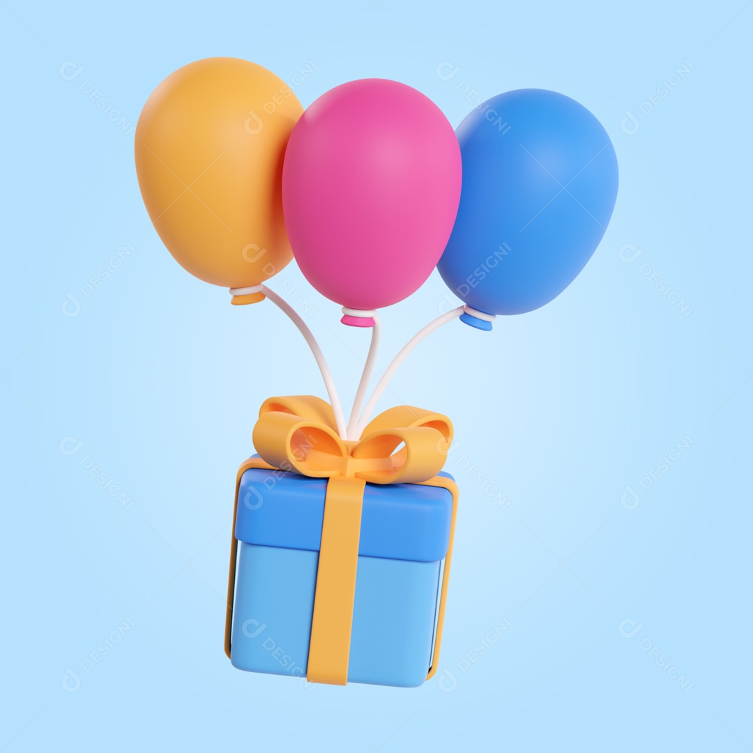 Lembrancinhas Para Festas Infantis Elemento 3D PSD + PNG