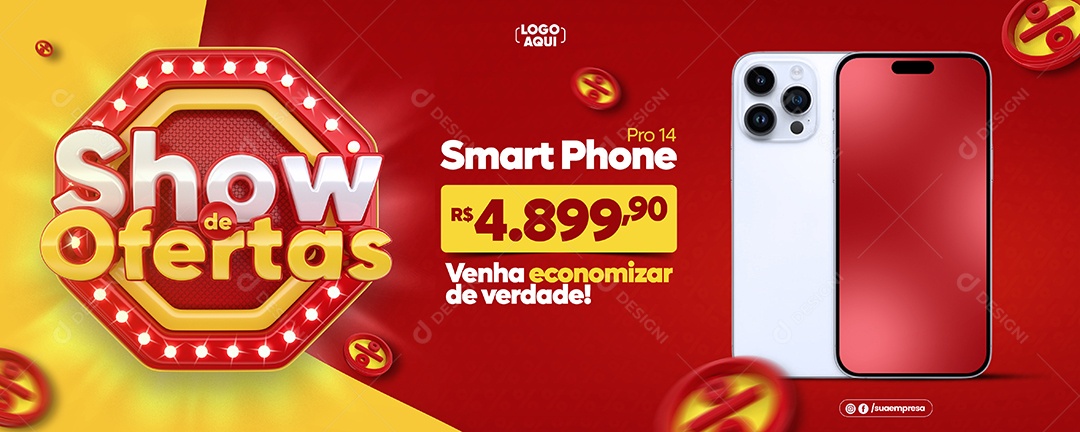Social Media Smartphone Show De Ofertas Vermelho PSD Editável