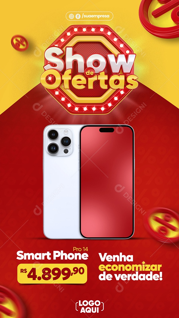 Story Show De Ofertas Smartphone Vermelho Social Media PSD Editável