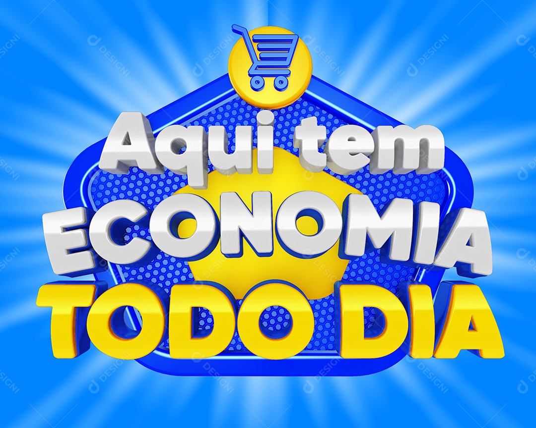 Selo 3D Aqui Tem Economia Todo Dia Composição PSD