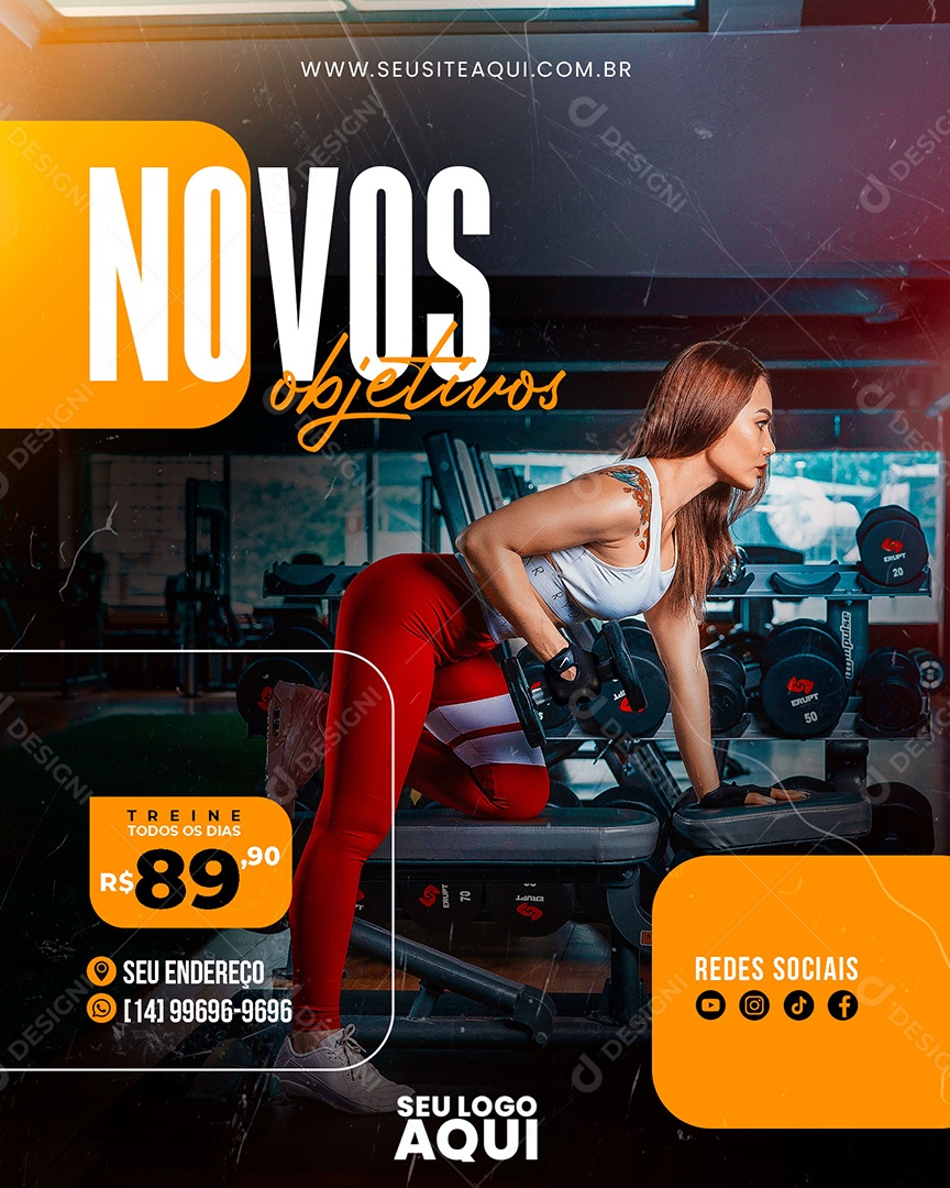 Social Media Novos Objetivos Academia PSD Editável