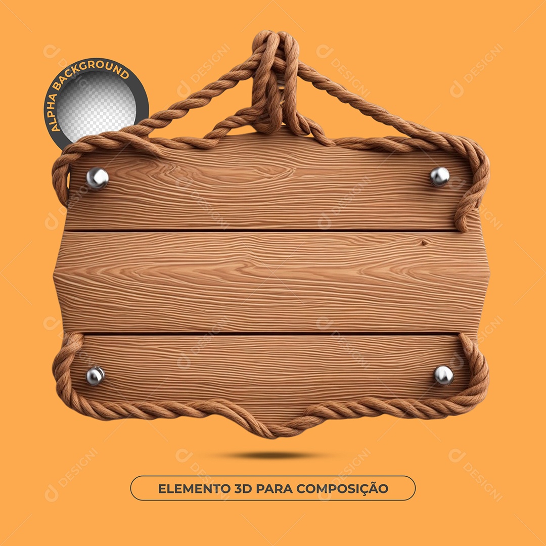 Base de Texto de Madeira 6 Elemento 3D Para Composição PSD