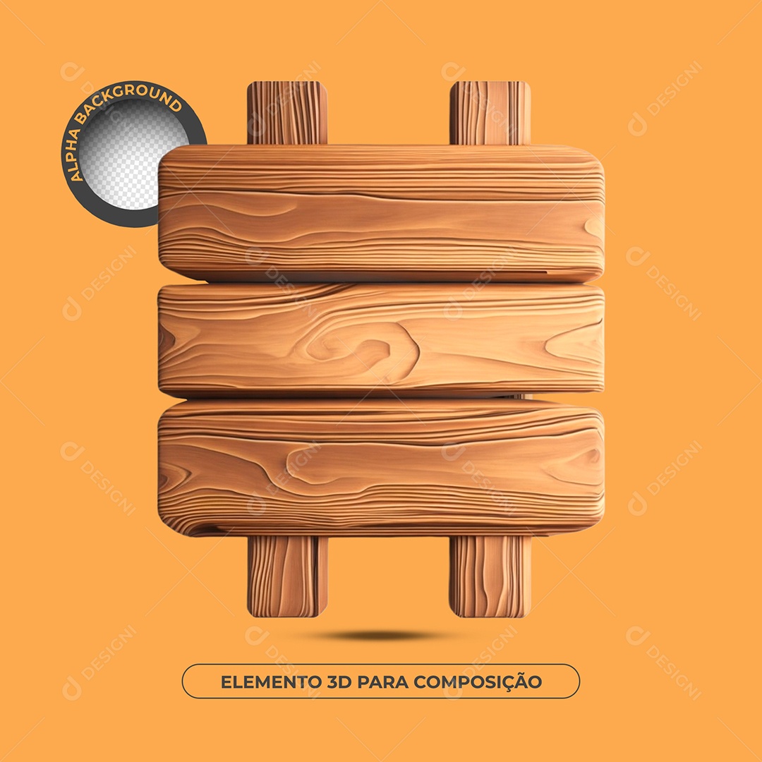 Base de Texto de Madeira 11 Elemento 3D Para Composição PSD