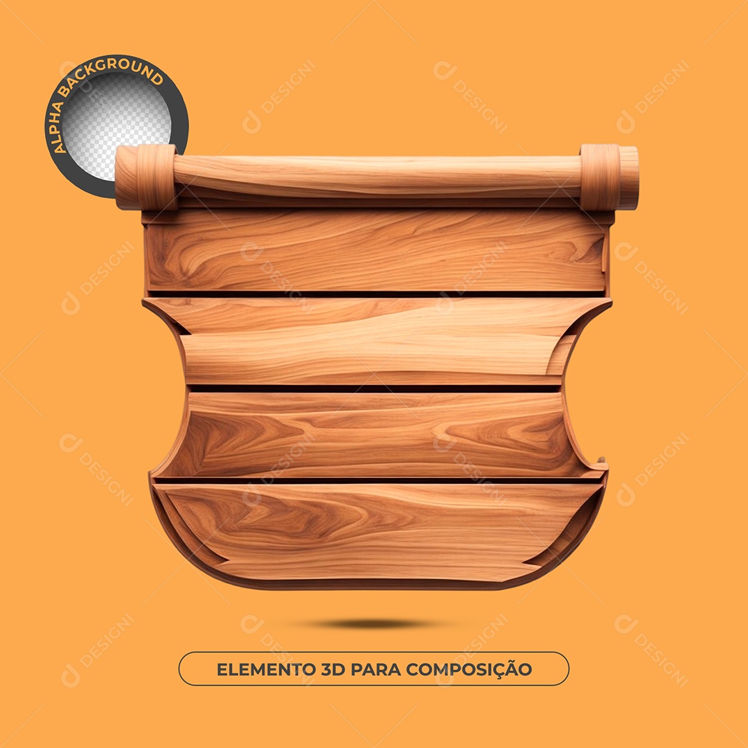 Base de Texto de Madeira 13 Elemento 3D Para Composição PSD