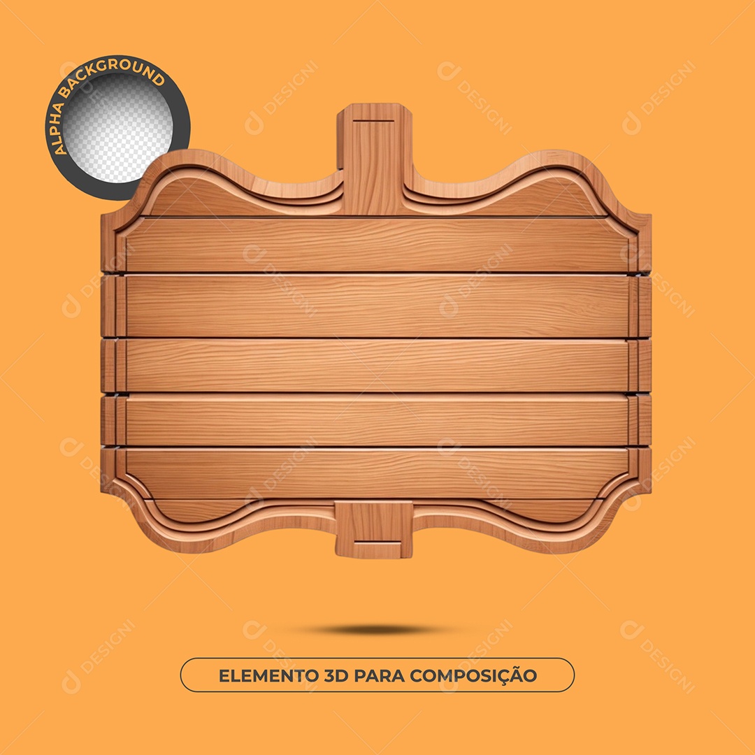 Base de Texto de Madeira 14 Elemento 3D Para Composição PSD